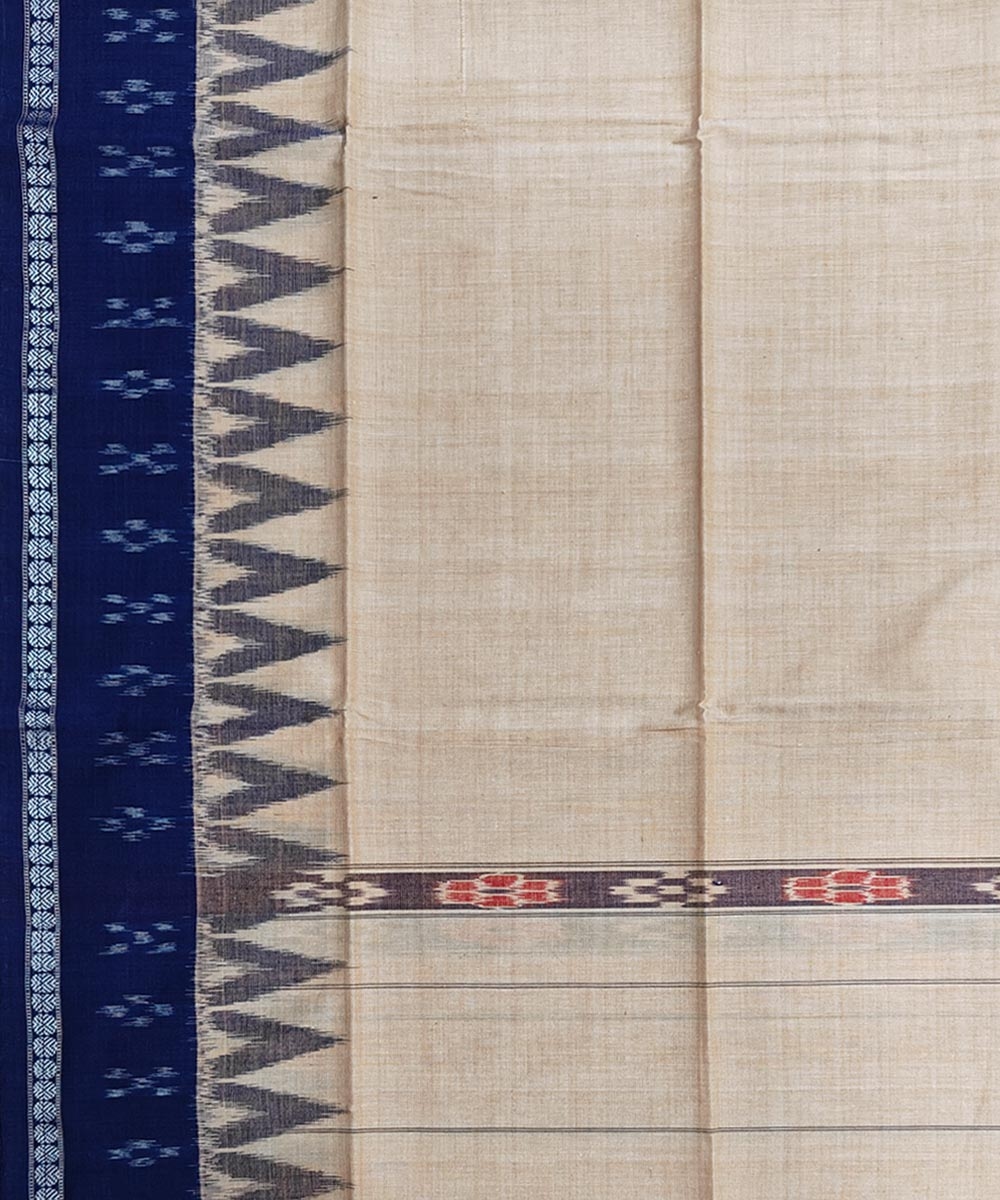Beige Blue Sambalpuri Handwoven Cotton Gamuchha Image 4