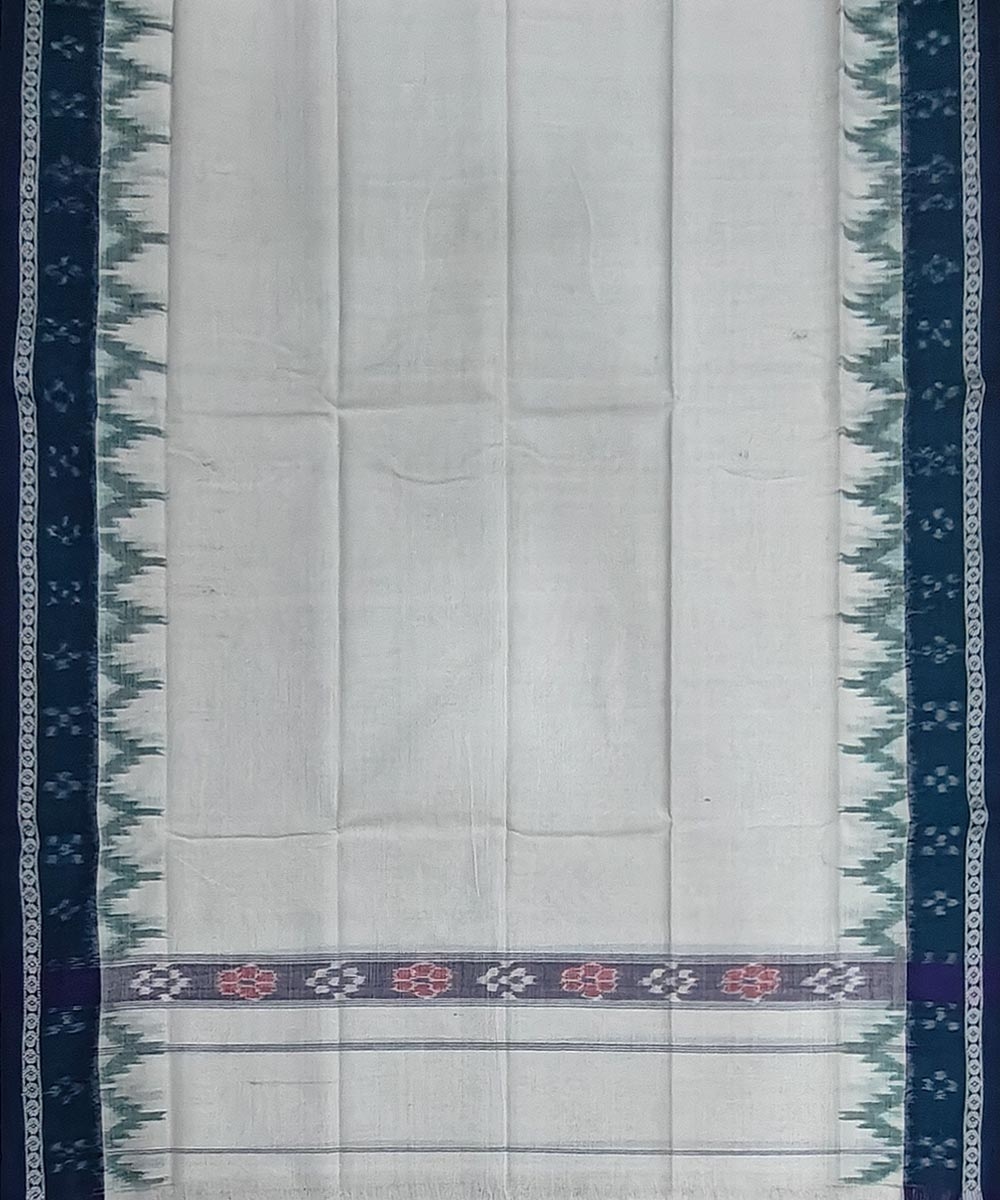 White Green Sambalpuri Handwoven Cotton Gamuchha Image 3