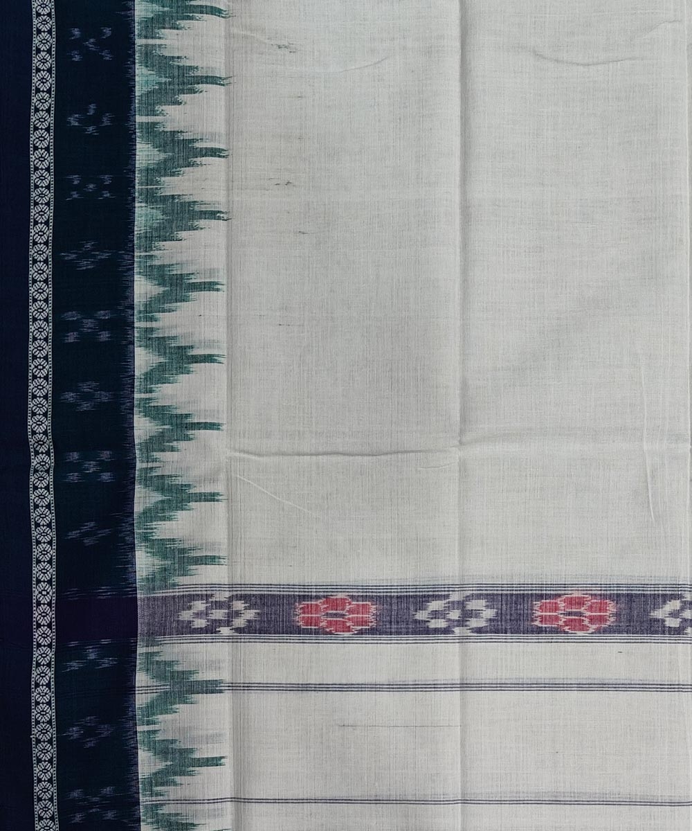 White Green Sambalpuri Handwoven Cotton Gamuchha Image 4