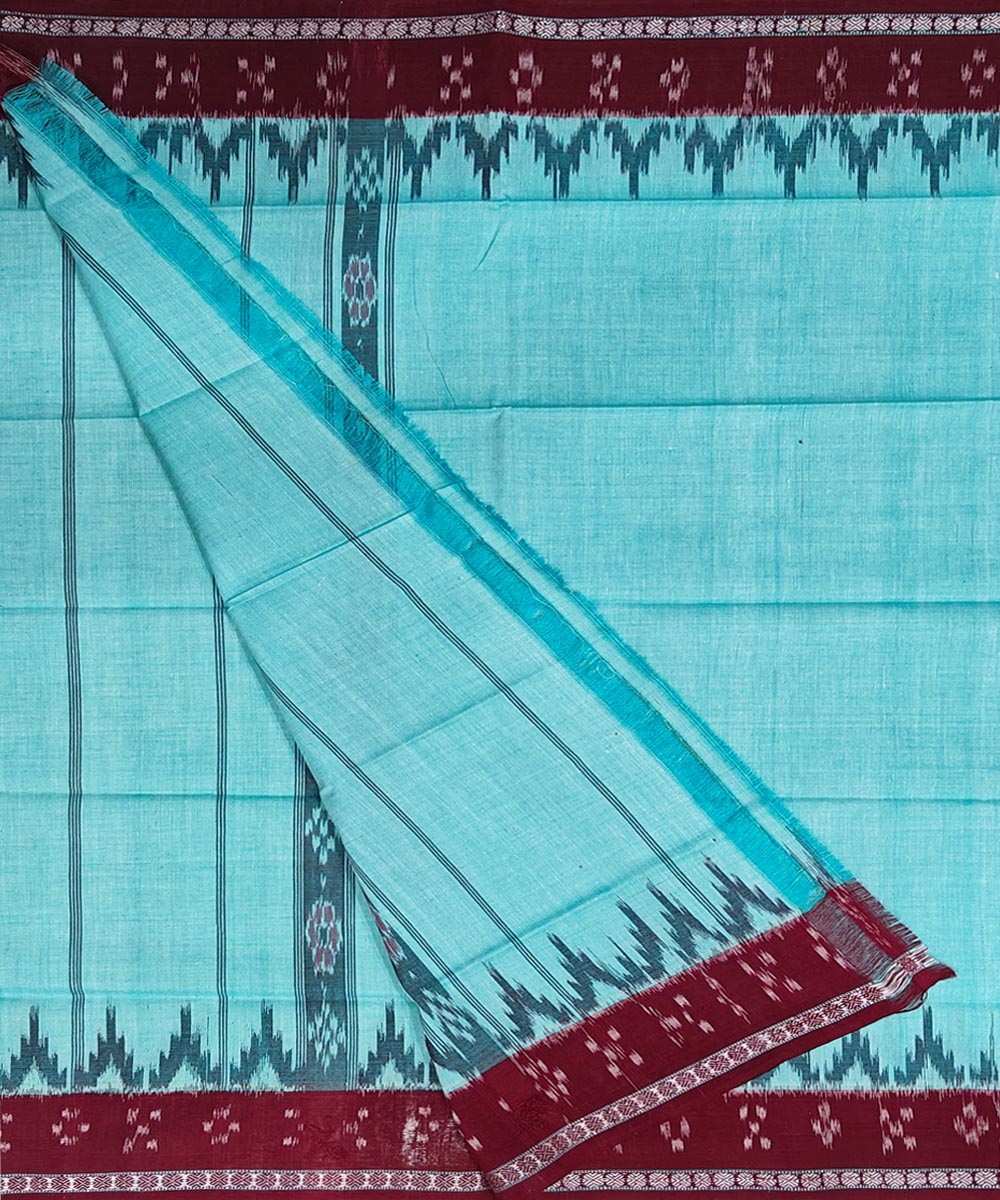 Green Maroon Sambalpuri Handwoven Cotton Gamuchha Image 2