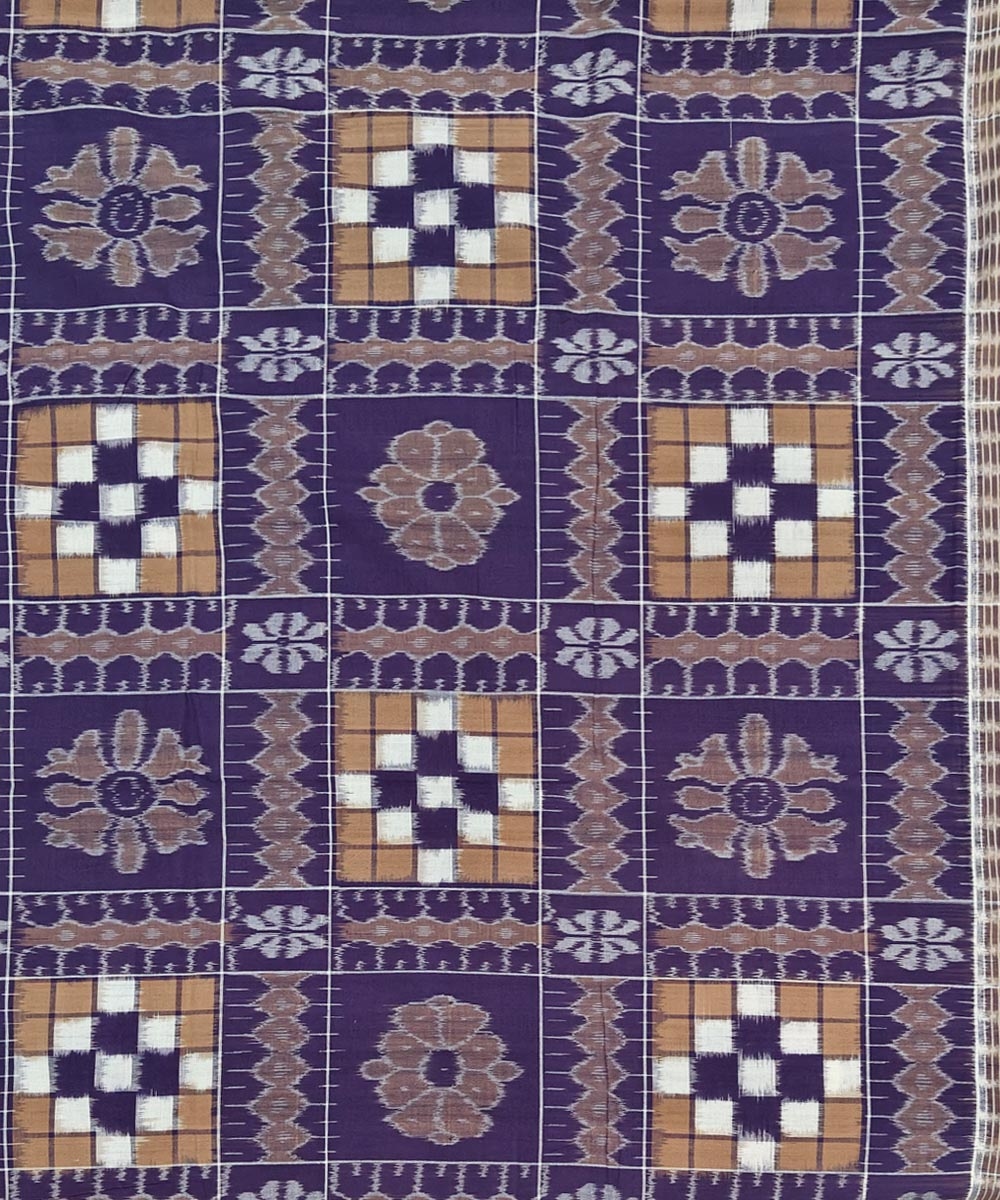 Violet Sambalpuri Handwoven Cotton Double Bed Sheet Image 3