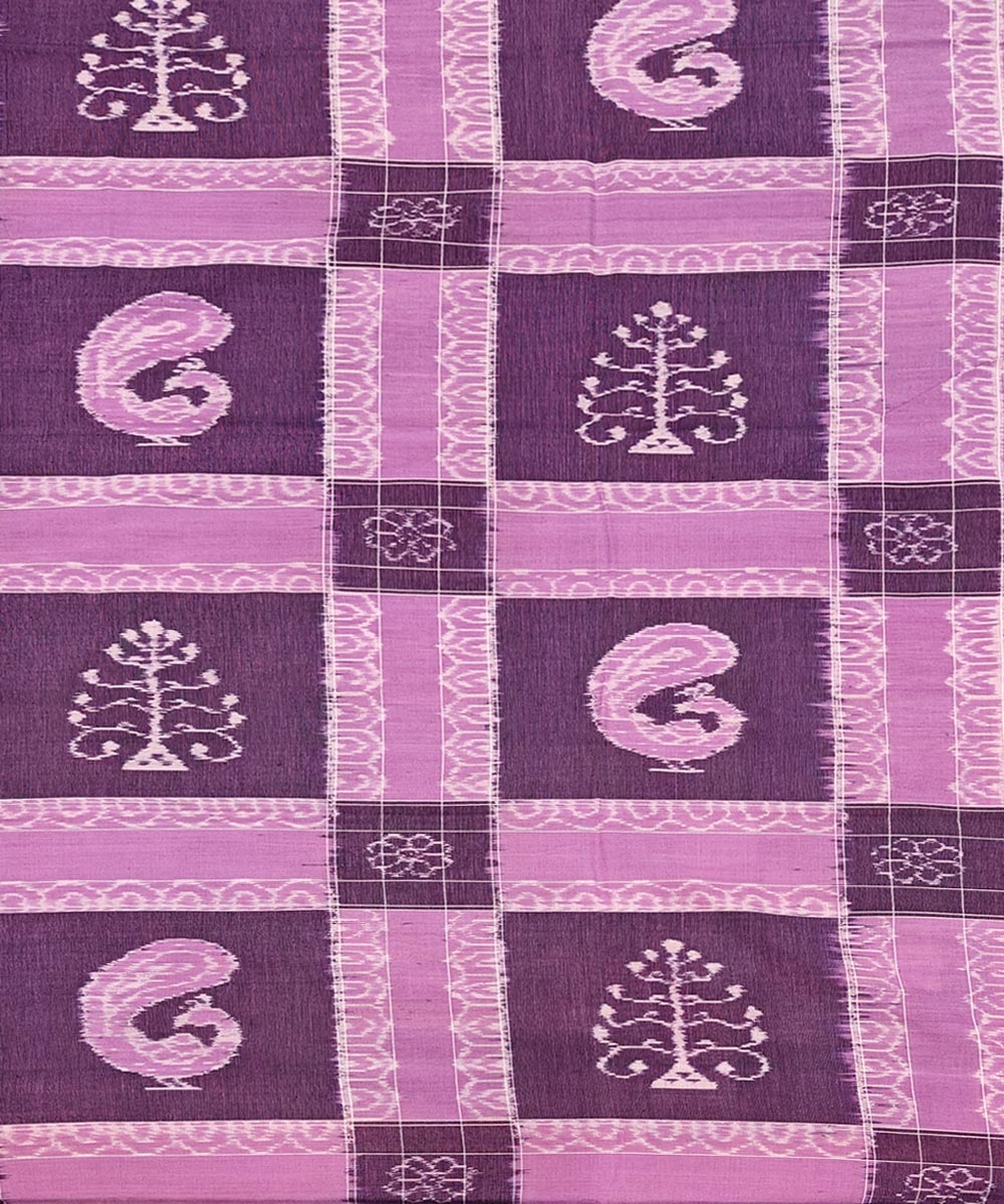 Purple Sambalpuri Handwoven Cotton Double Bed Sheet Image 3