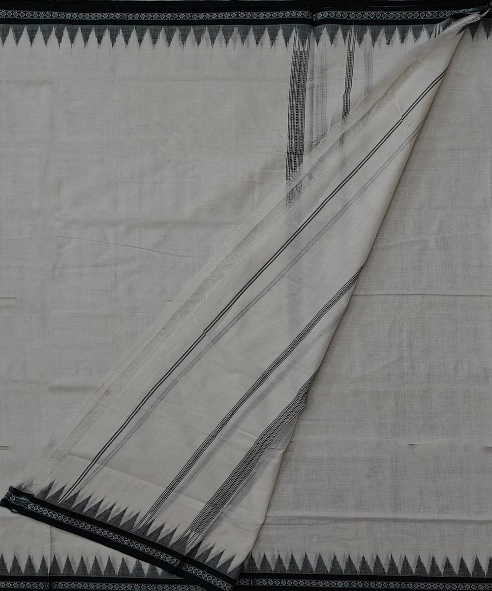 White Sambalpuri Handwoven Cotton Joda Image 2