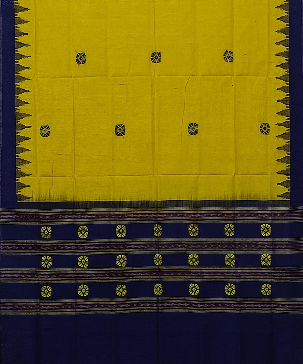 Yellow Black Sambalpuri Handwoven Single Ikat Cotton Dupatta Image 2