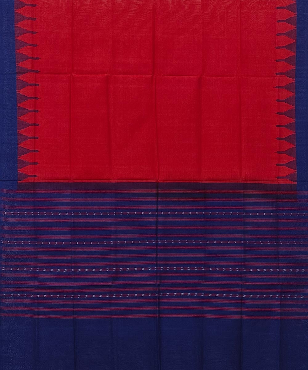 Red Blue Sambalpuri Handwoven Single Ikat Cotton Dupatta Image 2