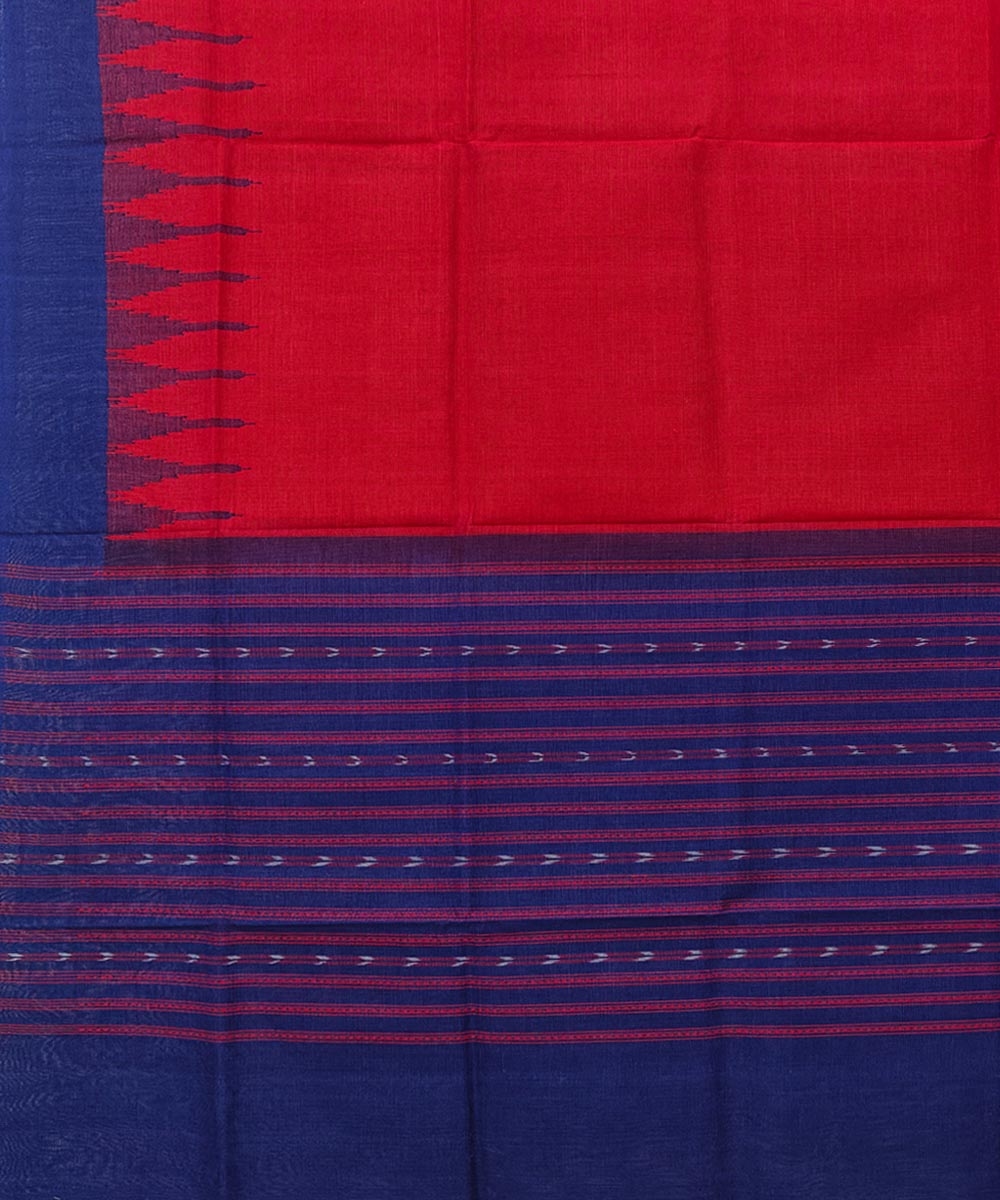 Red Blue Sambalpuri Handwoven Single Ikat Cotton Dupatta Image 3