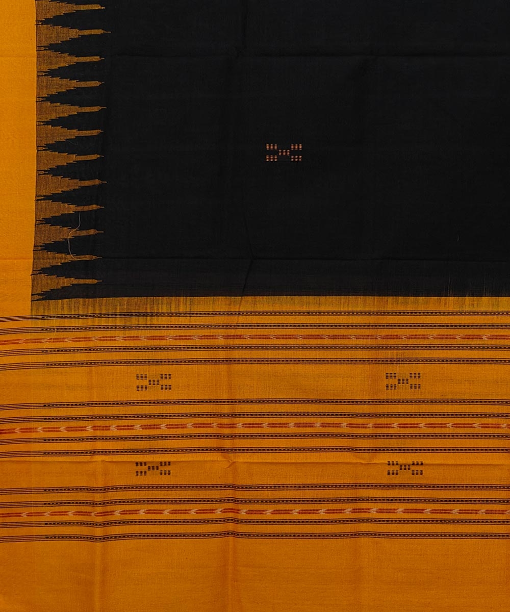 Black Mustard Sambalpuri Handwoven Single Ikat Cotton Dupatta Image 3