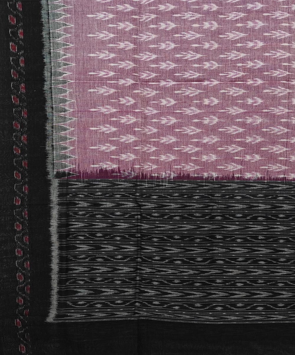 Pink Black Sambalpuri Handwoven Single Ikat Cotton Dupatta Image 3