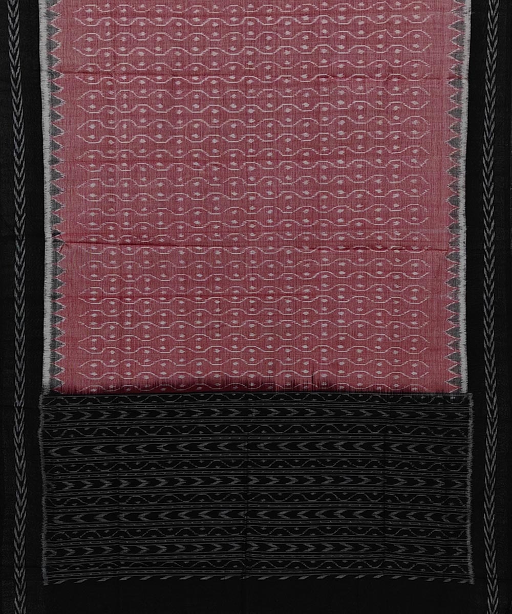 Pink Black Sambalpuri Handwoven Single Ikat Cotton Dupatta Image 2