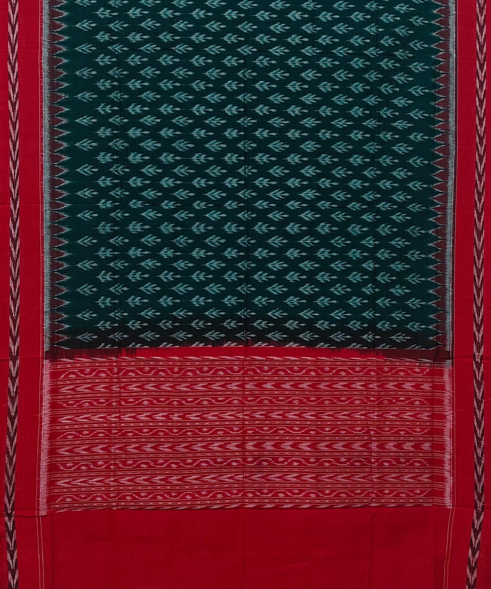 Green Red Sambalpuri Handwoven Single Ikat Cotton Dupatta Image 2