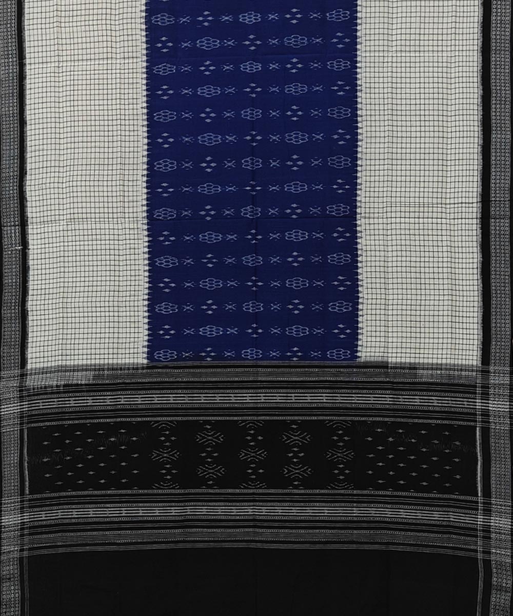 Blue White Sambalpuri Handwoven Single Ikat Cotton Dupatta Image 2