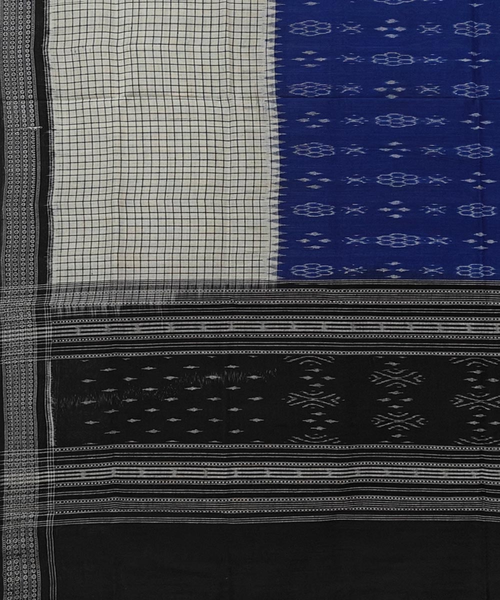 Blue White Sambalpuri Handwoven Single Ikat Cotton Dupatta Image 3
