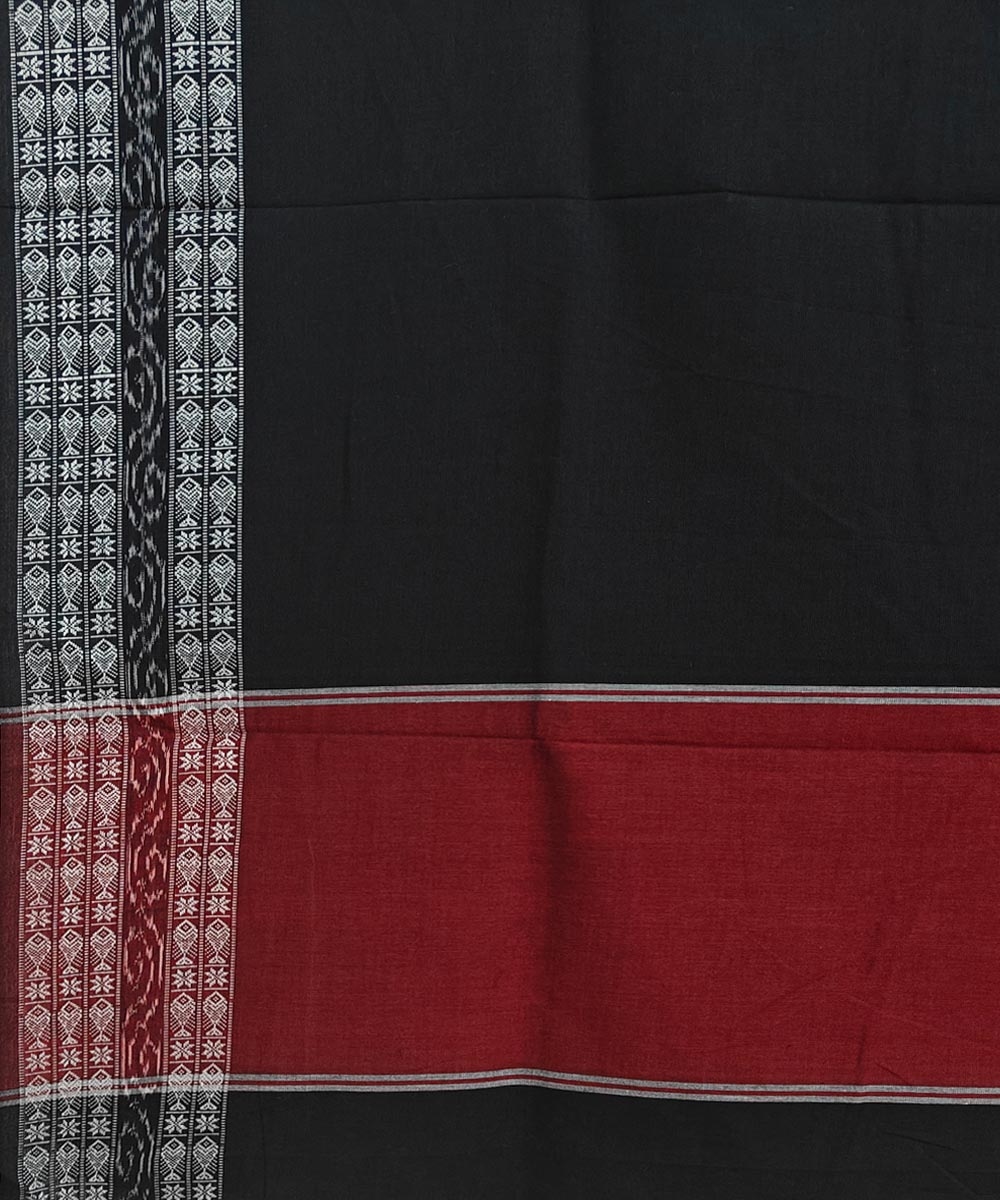 Black Sambalpuri Handwoven Single Ikat Cotton Dupatta Image 3
