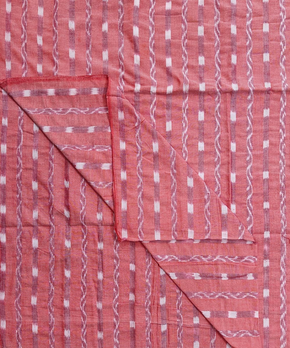 Pink Sambalpuri Handwoven Single Ikat Shirting Materials Image 3