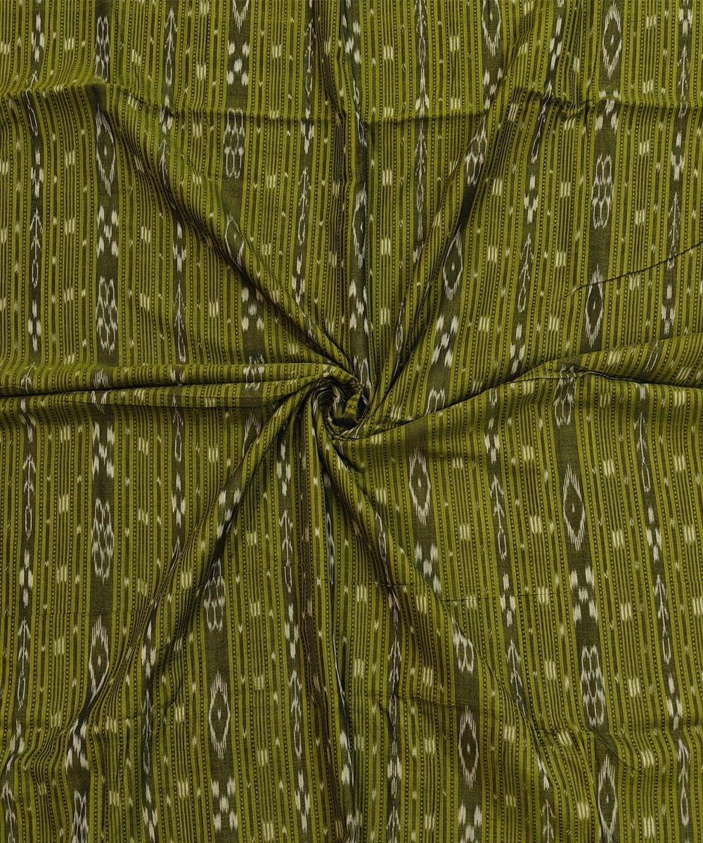 Olive Sambalpuri Handwoven Single Ikat Shirting Materials Image 1