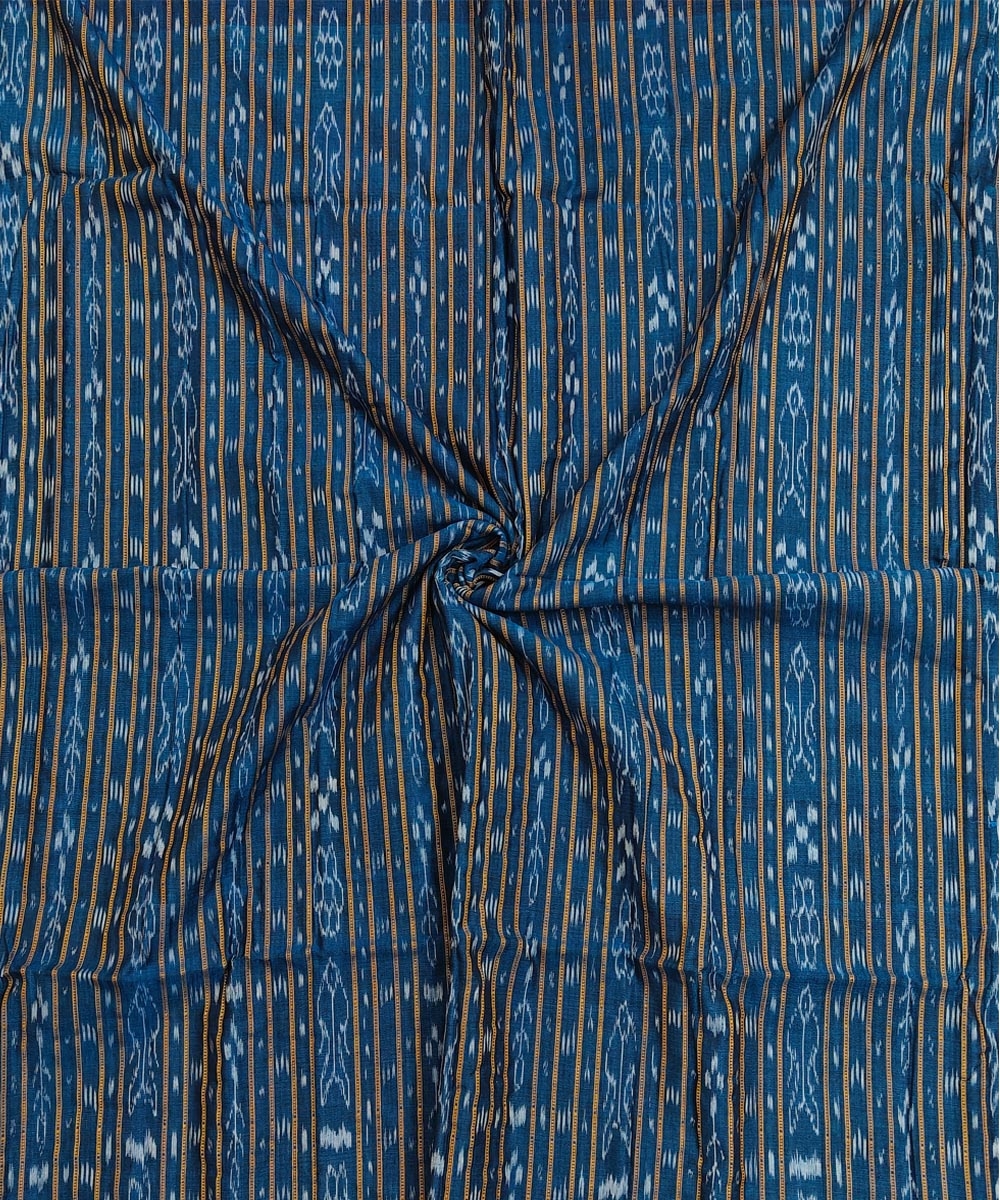 Blue Sambalpuri Handwoven Single Ikat Shirting Materials Image 1