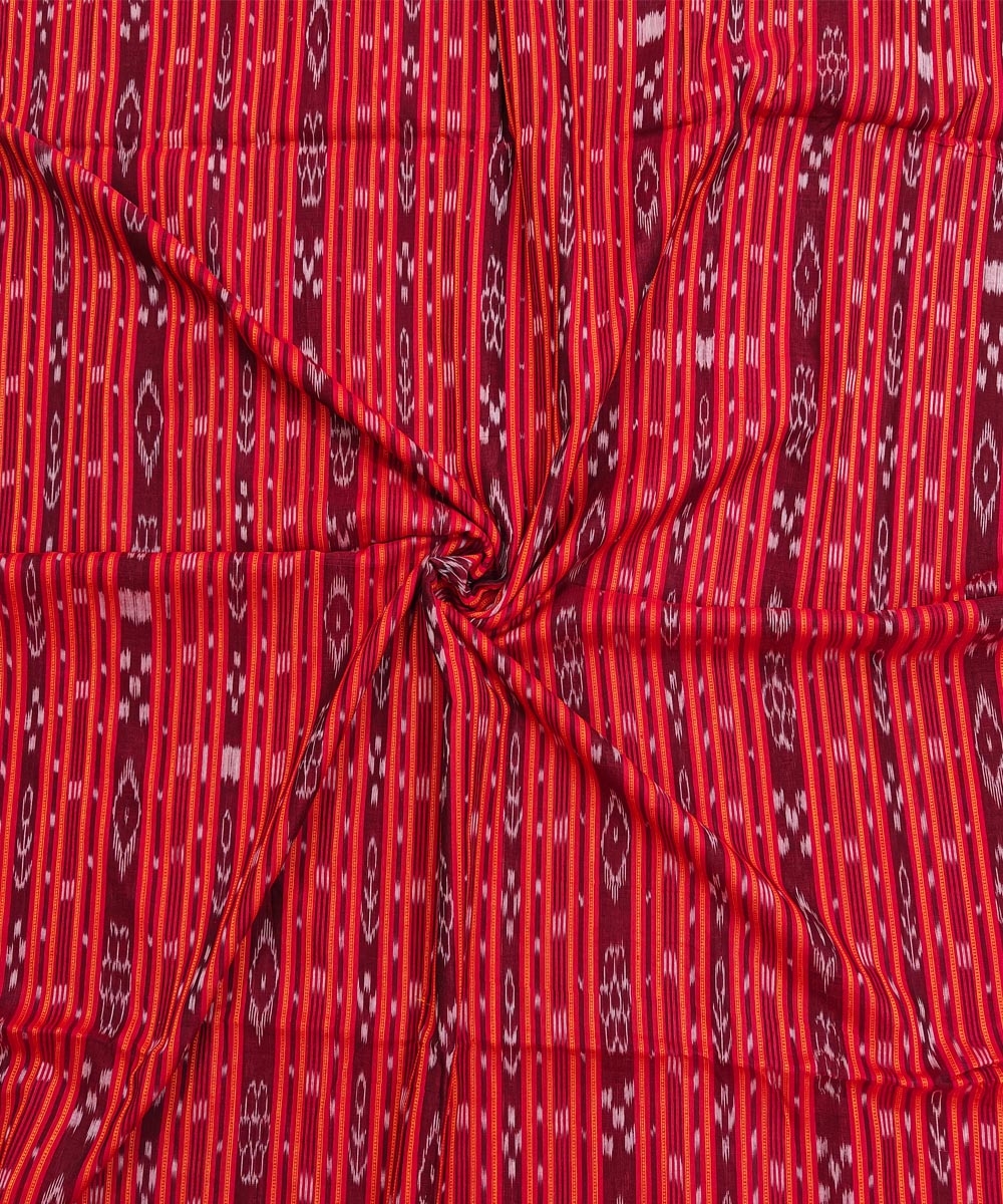 Red Sambalpuri Handwoven Single Ikat Shirting Materials Image 1