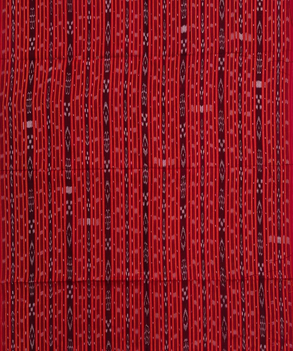 Red Sambalpuri Handwoven Single Ikat Shirting Materials Image 2