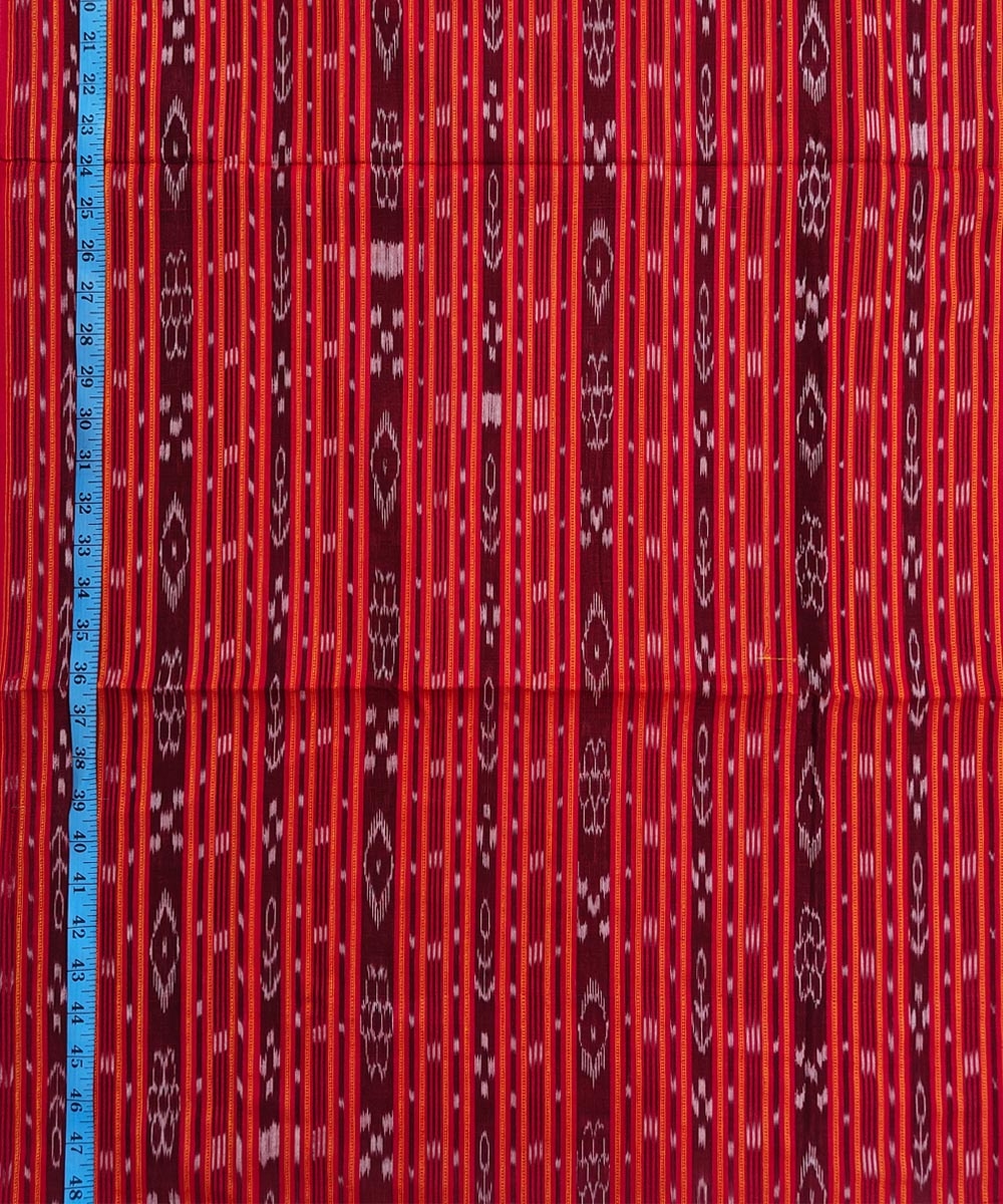 Red Sambalpuri Handwoven Single Ikat Shirting Materials Image 4