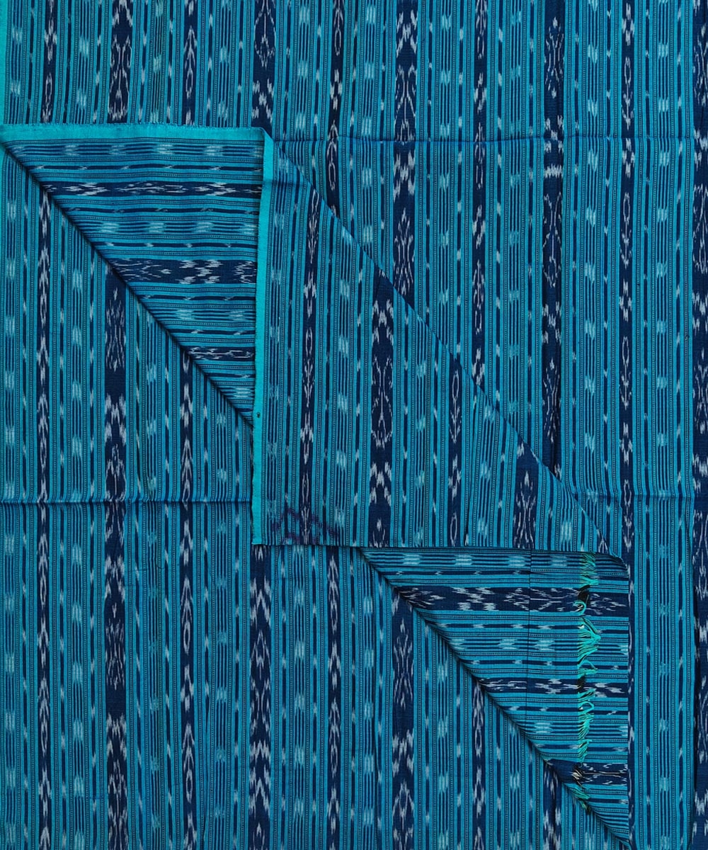 Blue Sambalpuri Handwoven Single Ikat Shirting Materials Image 3