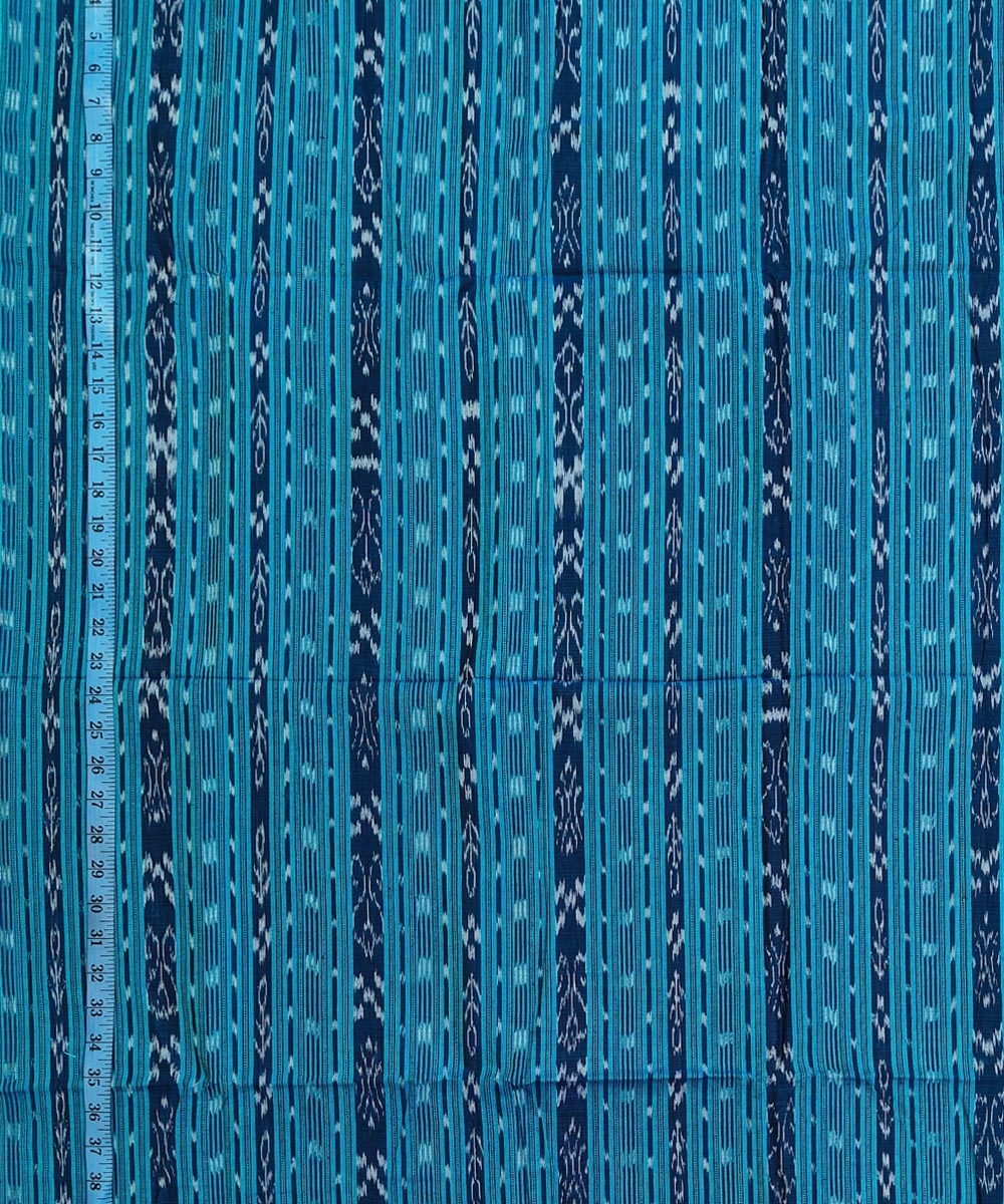 Blue Sambalpuri Handwoven Single Ikat Shirting Materials Image 4