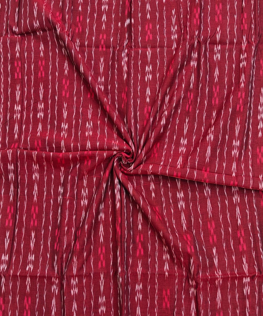Red Sambalpuri Handwoven Single Ikat Shirting Materials Image 1