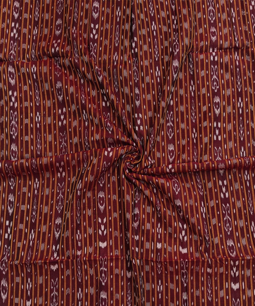 Maroon Sambalpuri Handwoven Single Ikat Shirting Materials Image 1