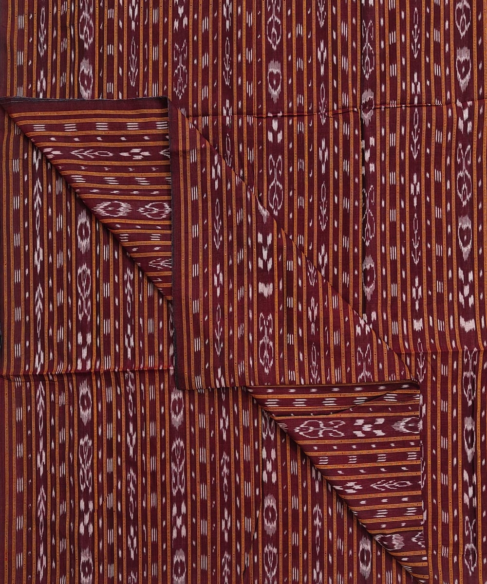 Maroon Sambalpuri Handwoven Single Ikat Shirting Materials Image 3