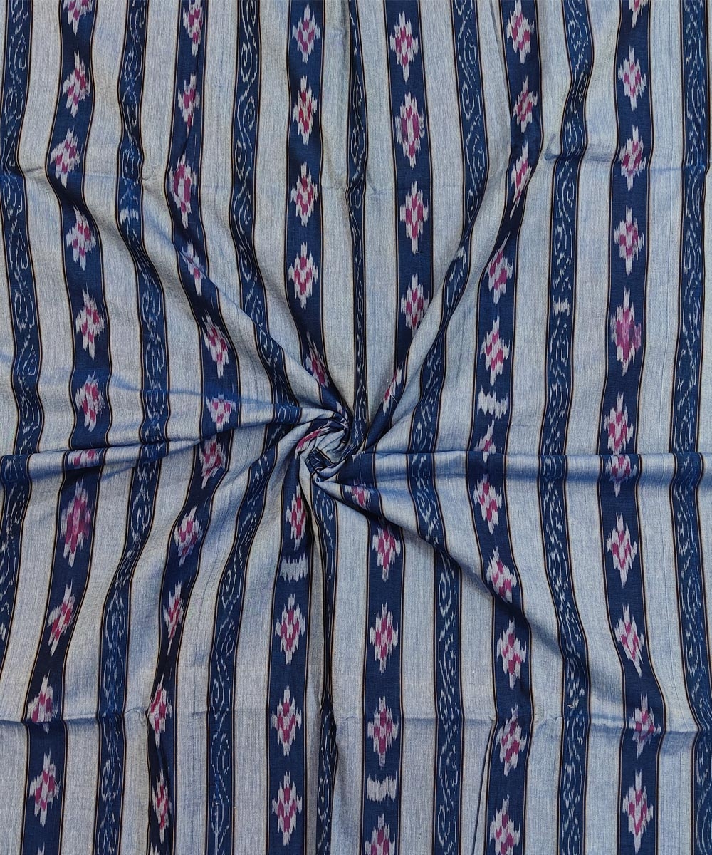 Blue Sambalpuri Handwoven Single Ikat Shirting Materials Image 1