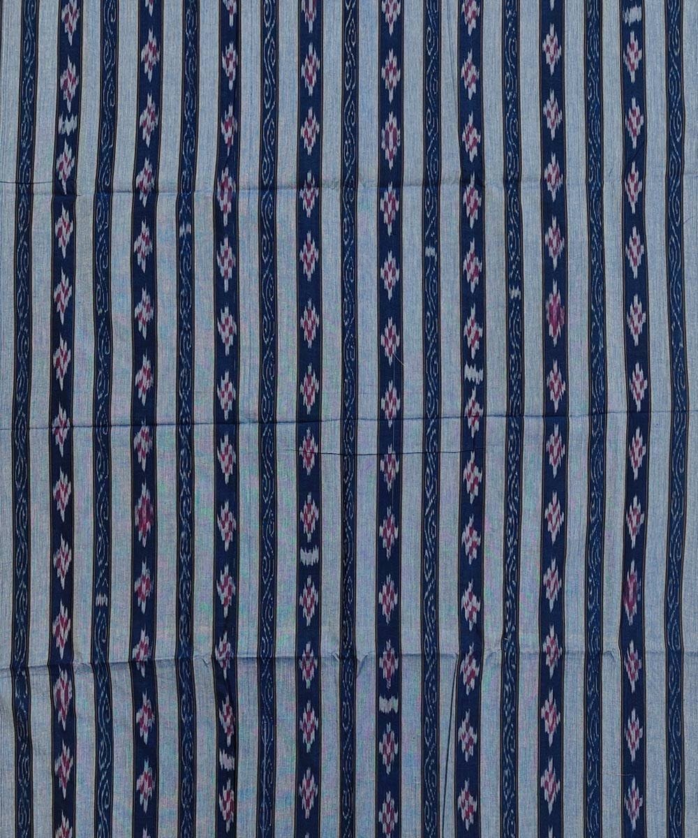 Blue Sambalpuri Handwoven Single Ikat Shirting Materials Image 2