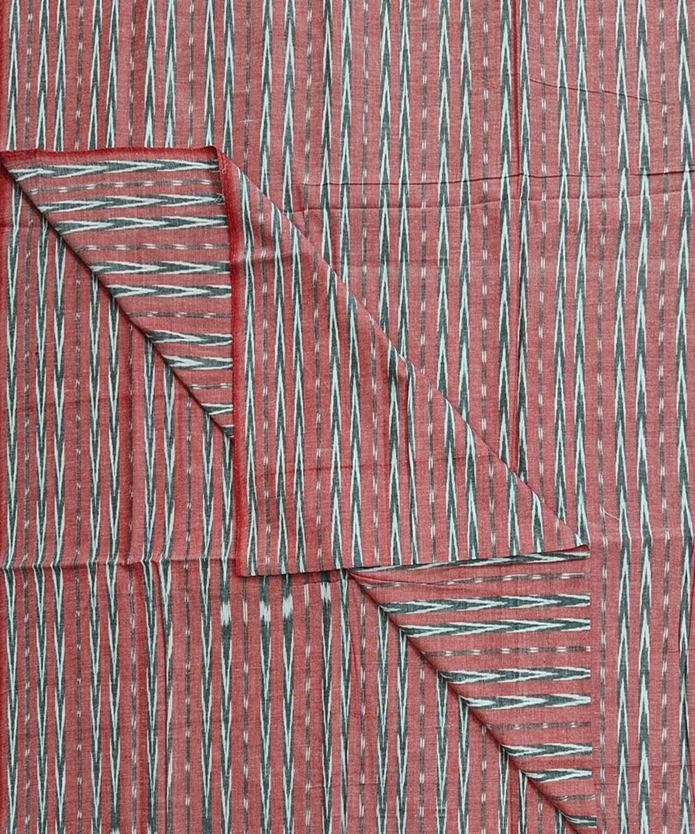 Red Sambalpuri Handwoven Single Ikat Shirting Materials Image 3
