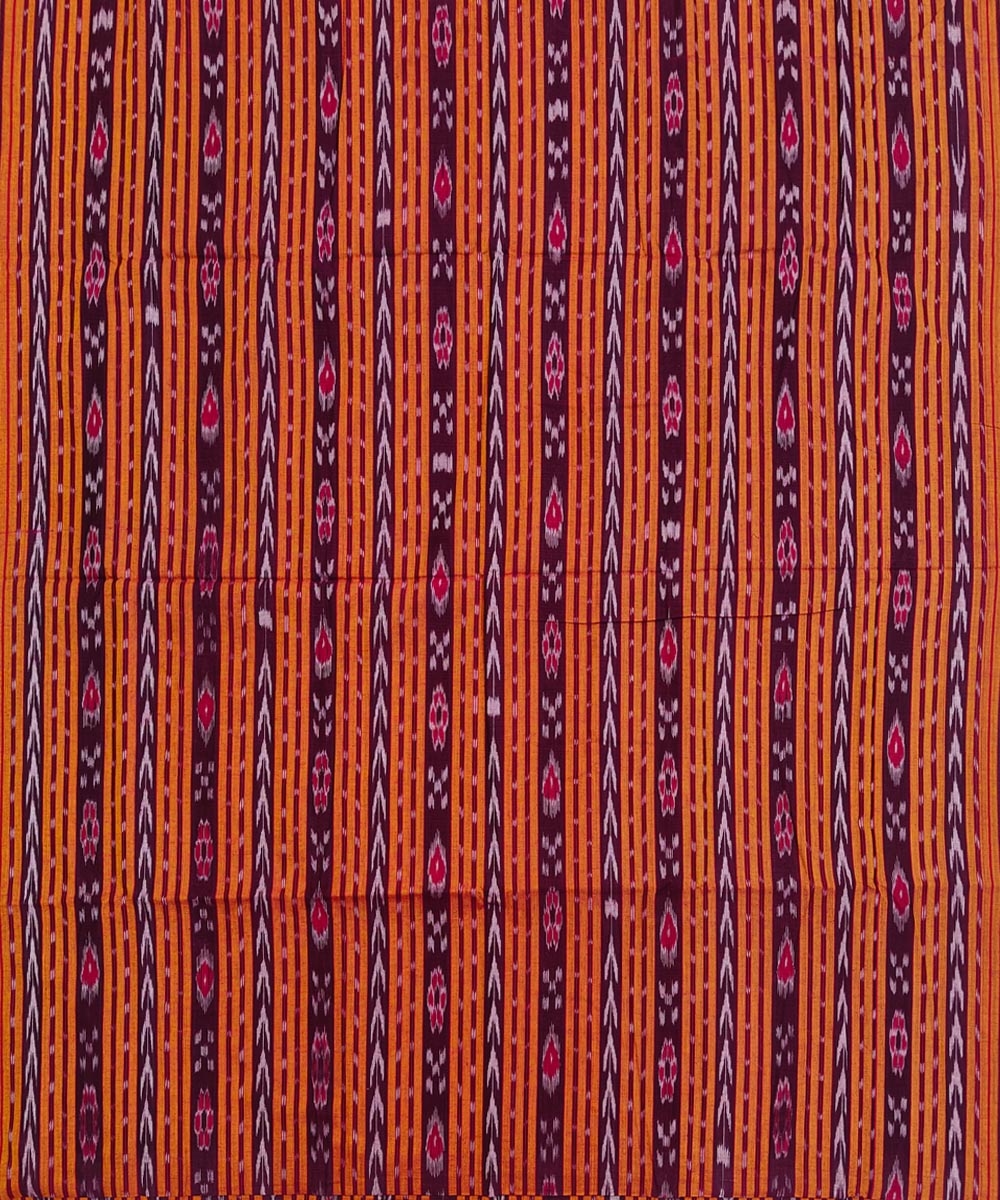 Orange Sambalpuri Handwoven Single Ikat Shirting Materials Image 2