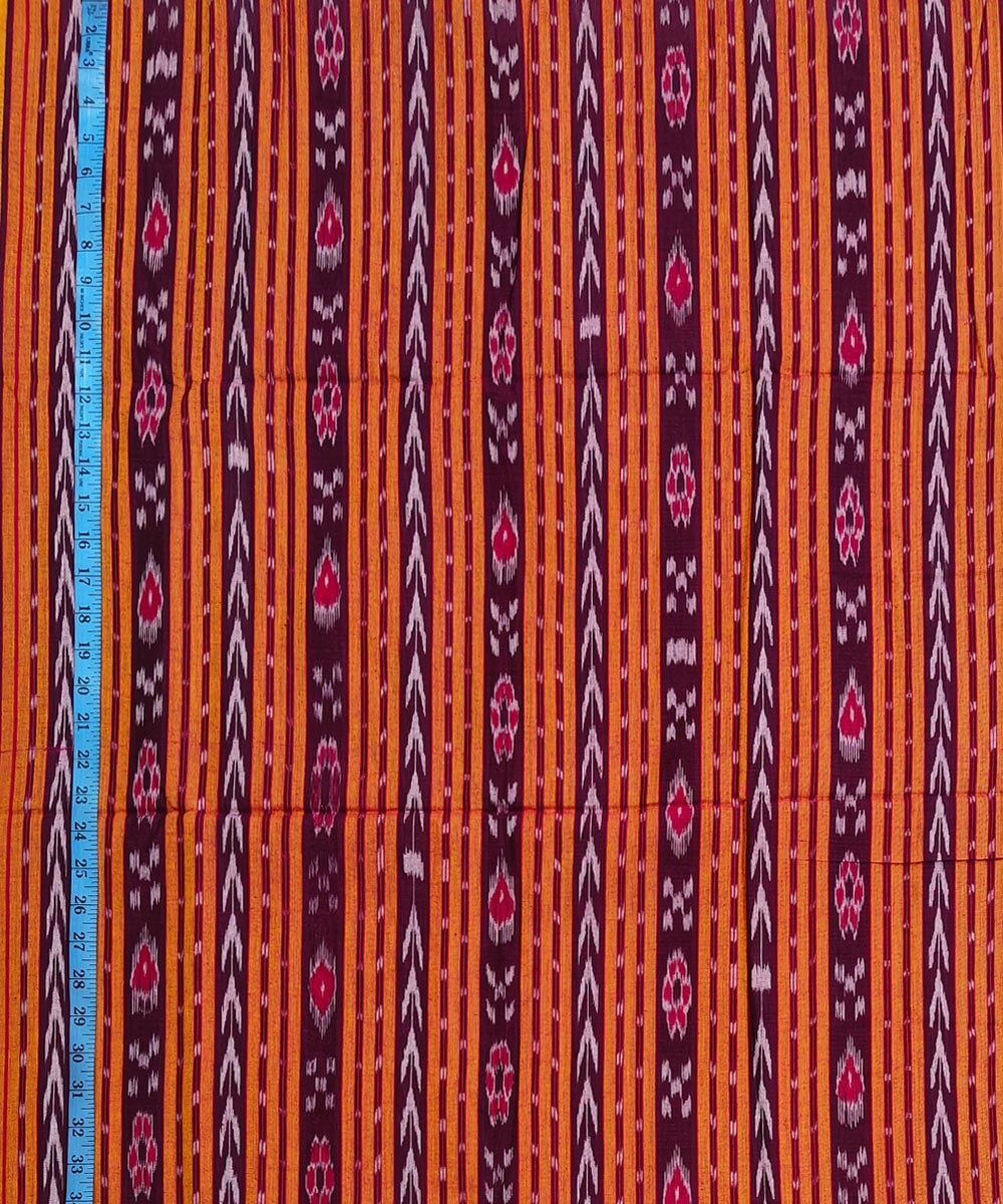 Orange Sambalpuri Handwoven Single Ikat Shirting Materials Image 4