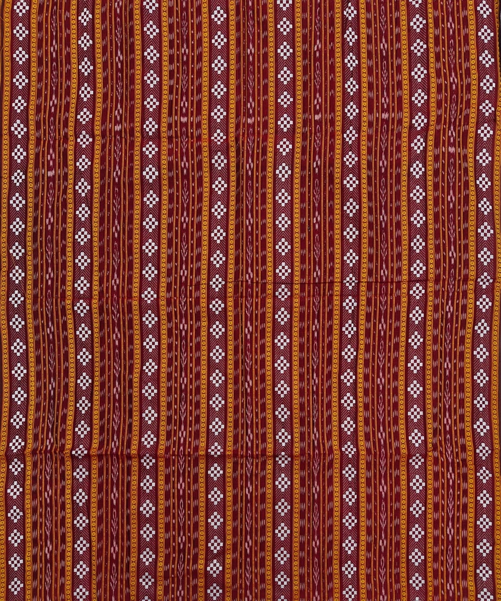 Red Sambalpuri Handwoven Single Ikat Shirting Materials Image 2
