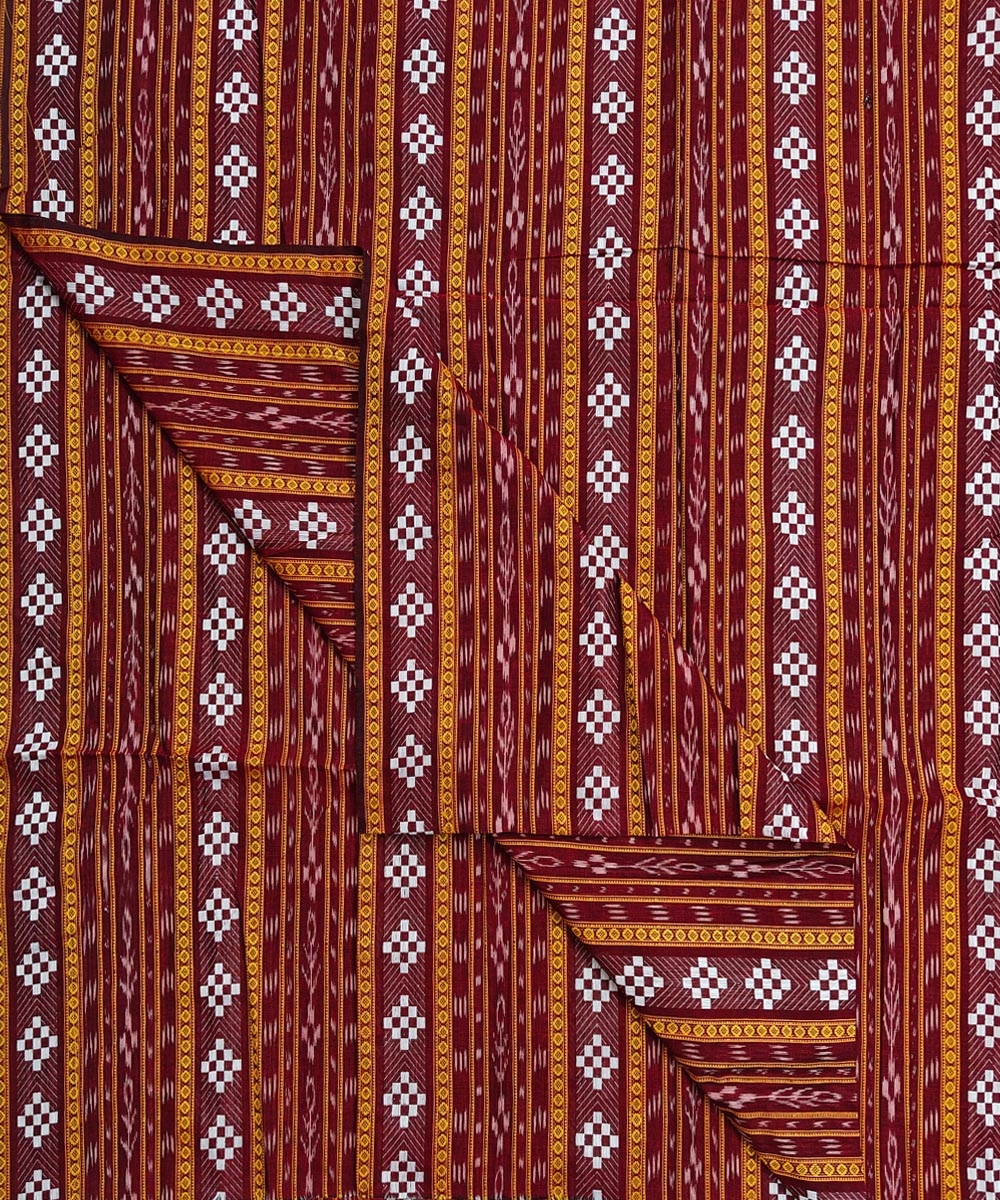 Red Sambalpuri Handwoven Single Ikat Shirting Materials Image 3