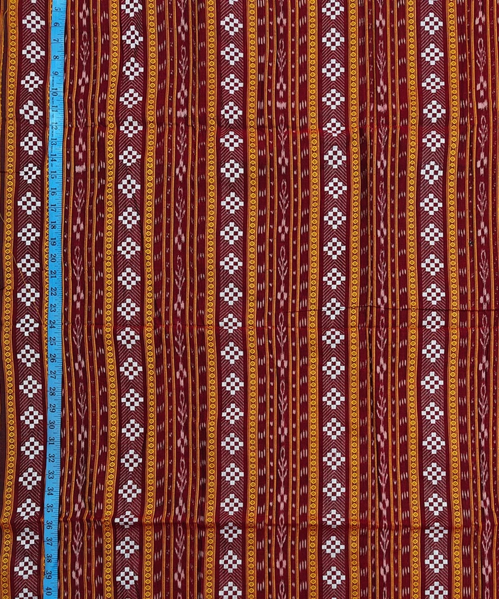 Red Sambalpuri Handwoven Single Ikat Shirting Materials Image 4