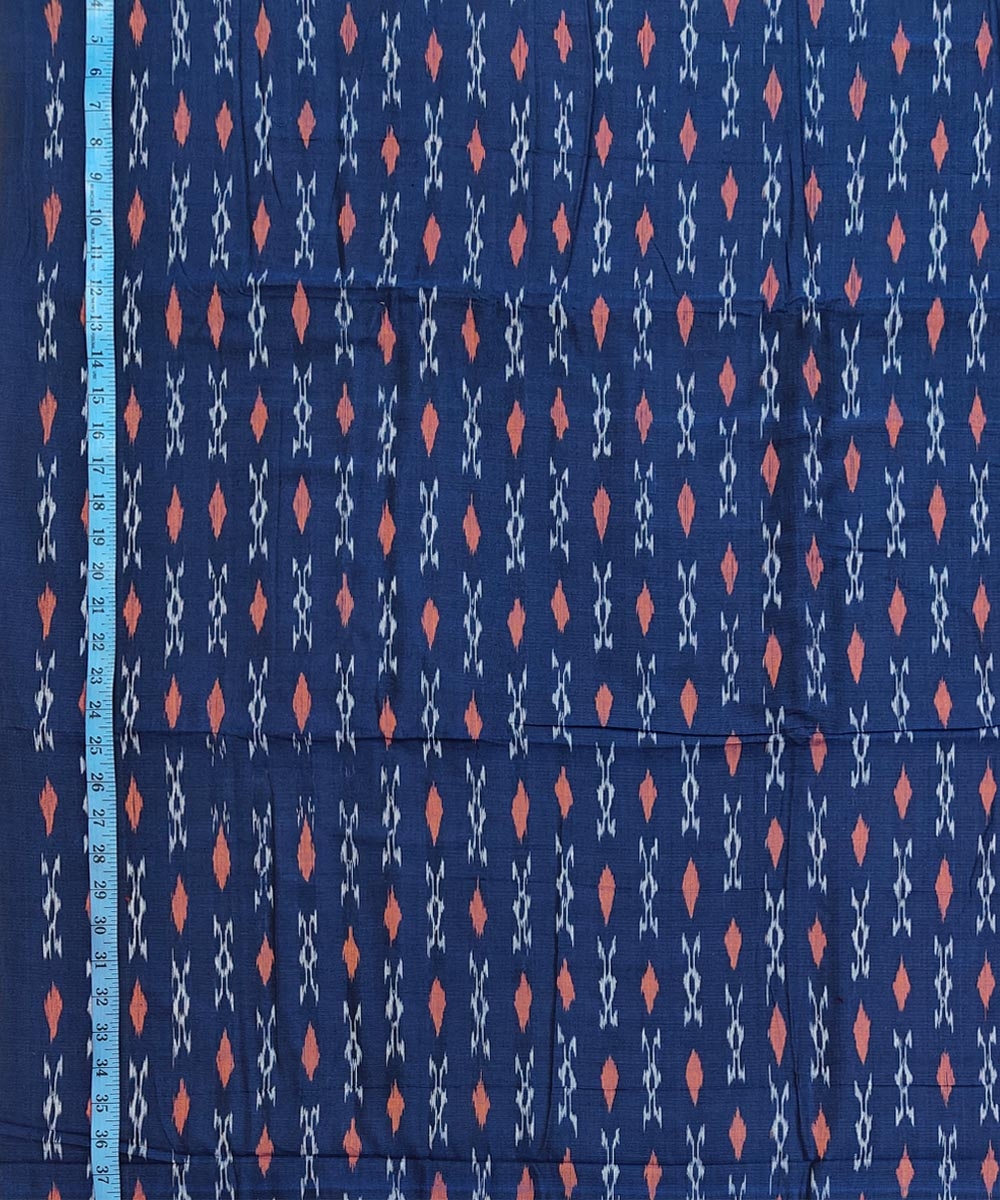 Blue Sambalpuri Handwoven Single Ikat Shirting Materials Image 4