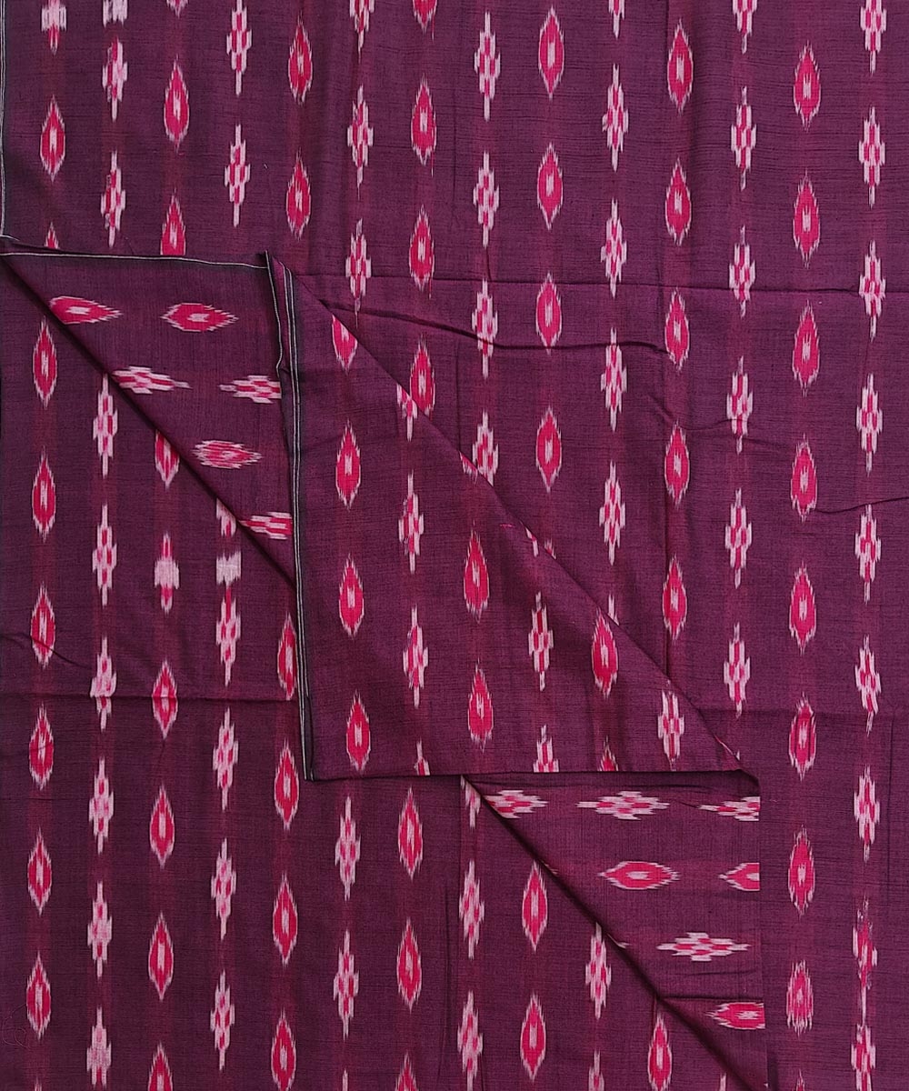 Purple Sambalpuri Handwoven Single Ikat Shirting Materials Image 3