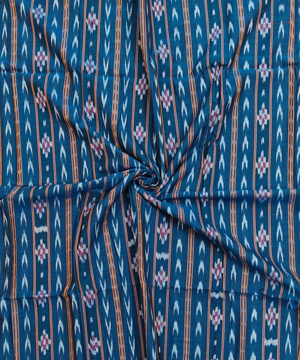 Blue Sambalpuri Handwoven Single Ikat Shirting Materials Image 1