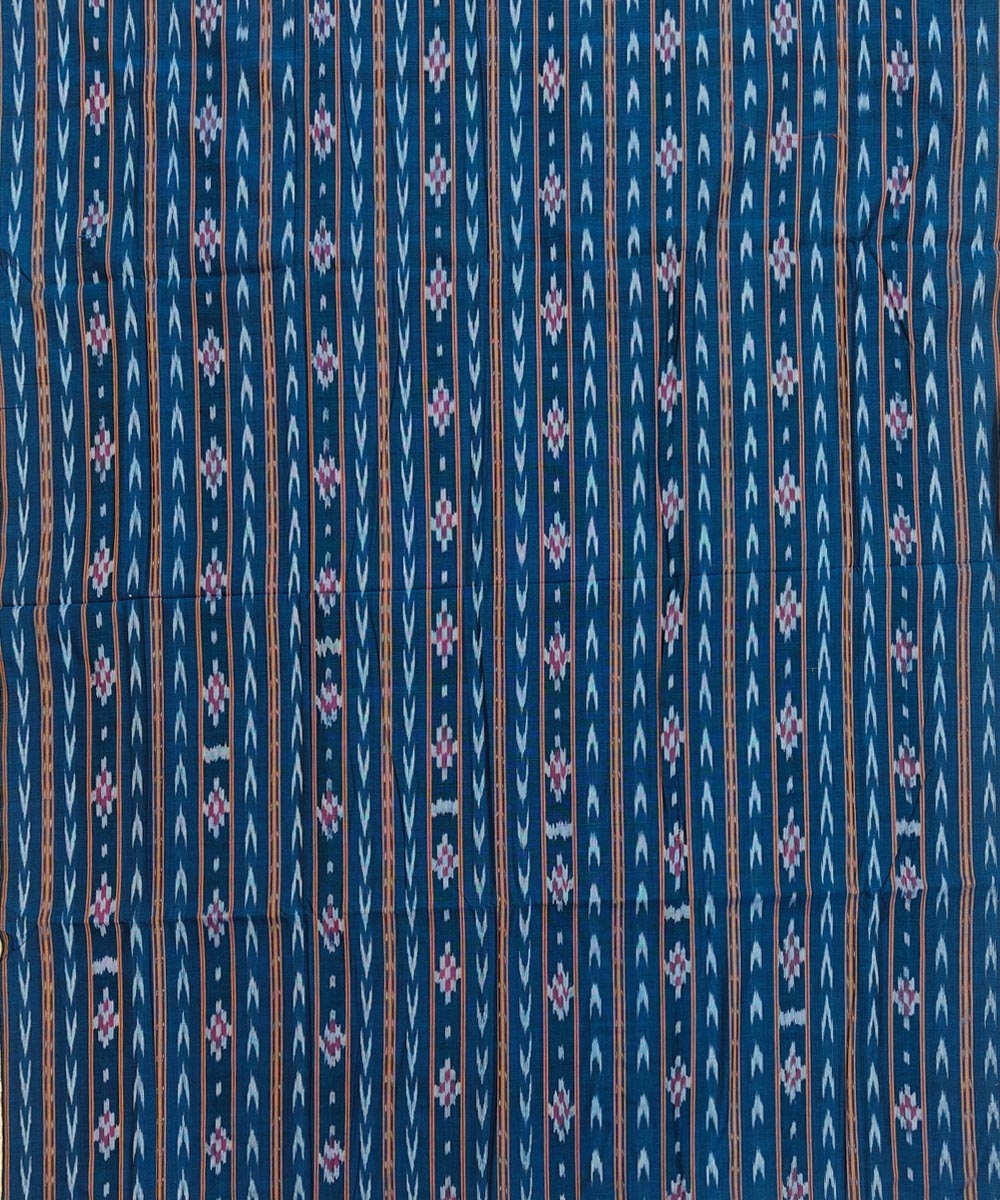 Blue Sambalpuri Handwoven Single Ikat Shirting Materials Image 2