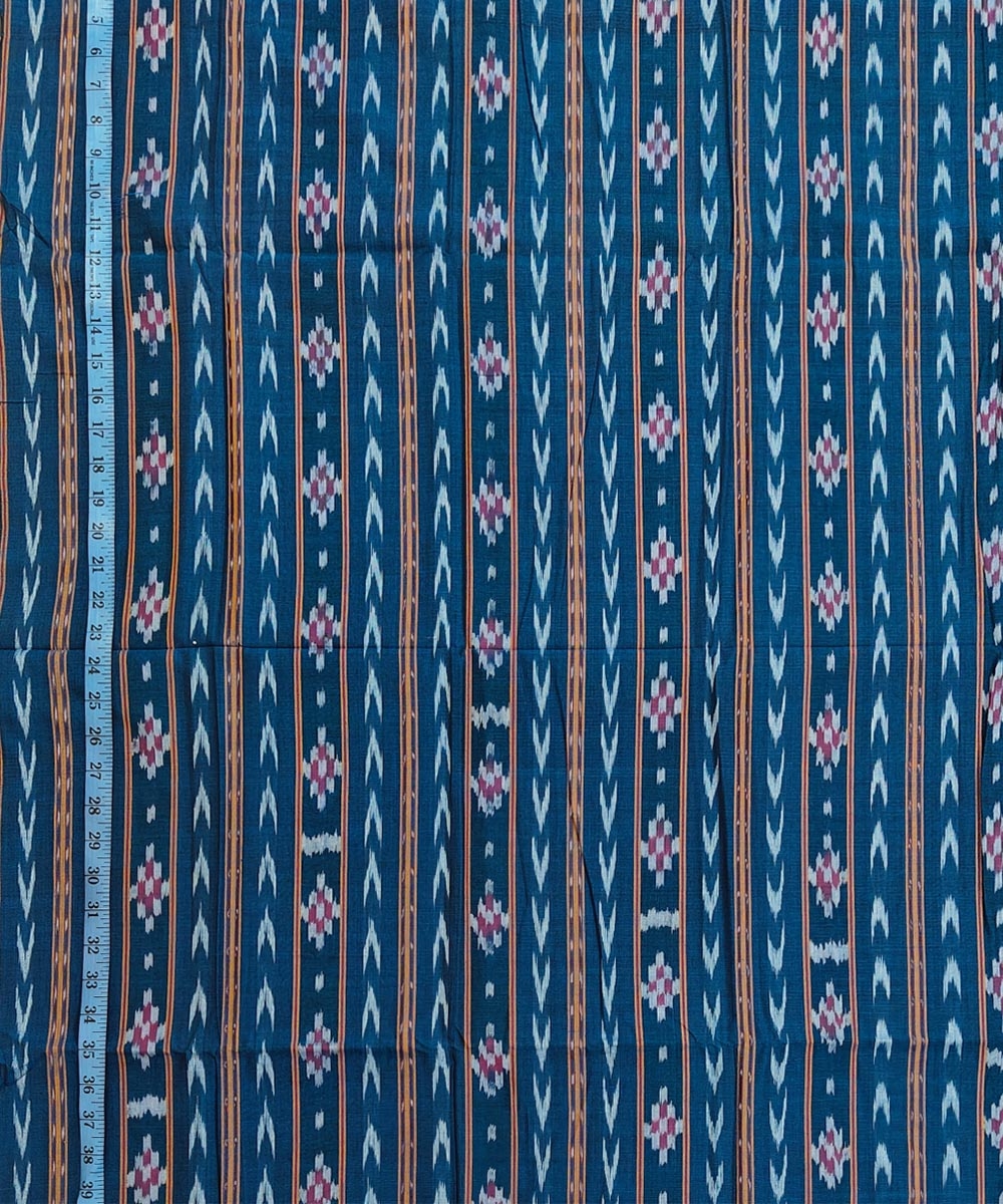 Blue Sambalpuri Handwoven Single Ikat Shirting Materials Image 4