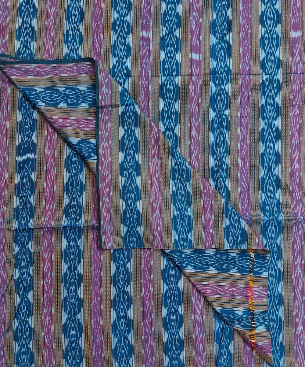 Blue Sambalpuri Handwoven Single Ikat Shirting Materials Image 3