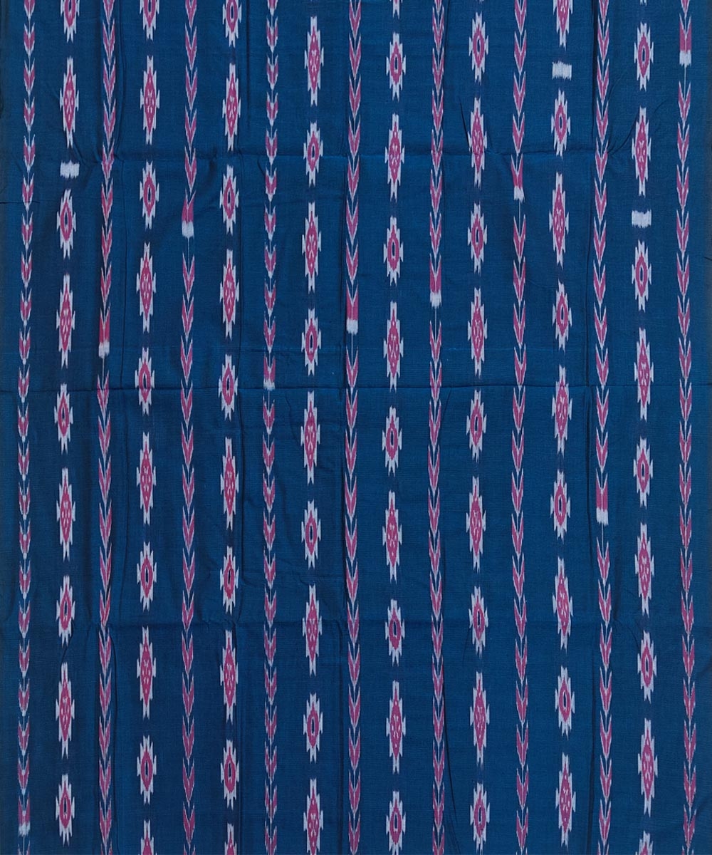 Blue Sambalpuri Handwoven Single Ikat Shirting Materials Image 2
