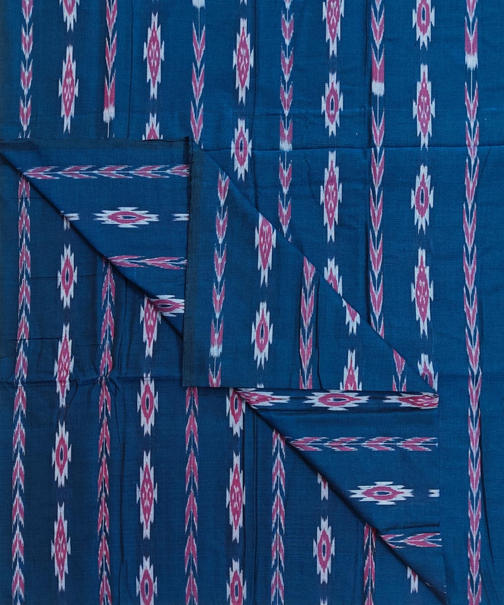 Blue Sambalpuri Handwoven Single Ikat Shirting Materials Image 3