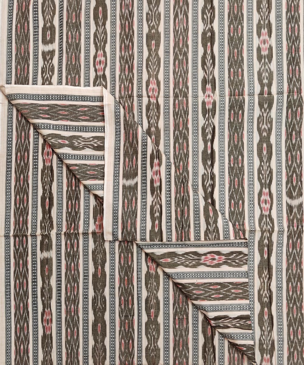 Beige Sambalpuri Handwoven Single Ikat Shirting Materials Image 3