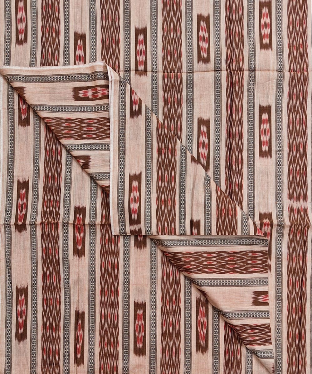 Peach Taffy Sambalpuri Handwoven Single Ikat Shirting Materials Image 3