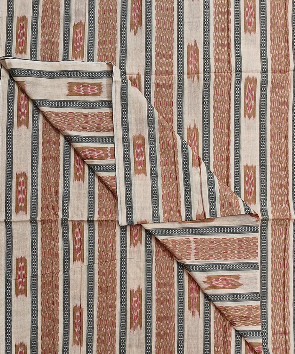 Beige Sambalpuri Handwoven Single Ikat Shirting Materials Image 3