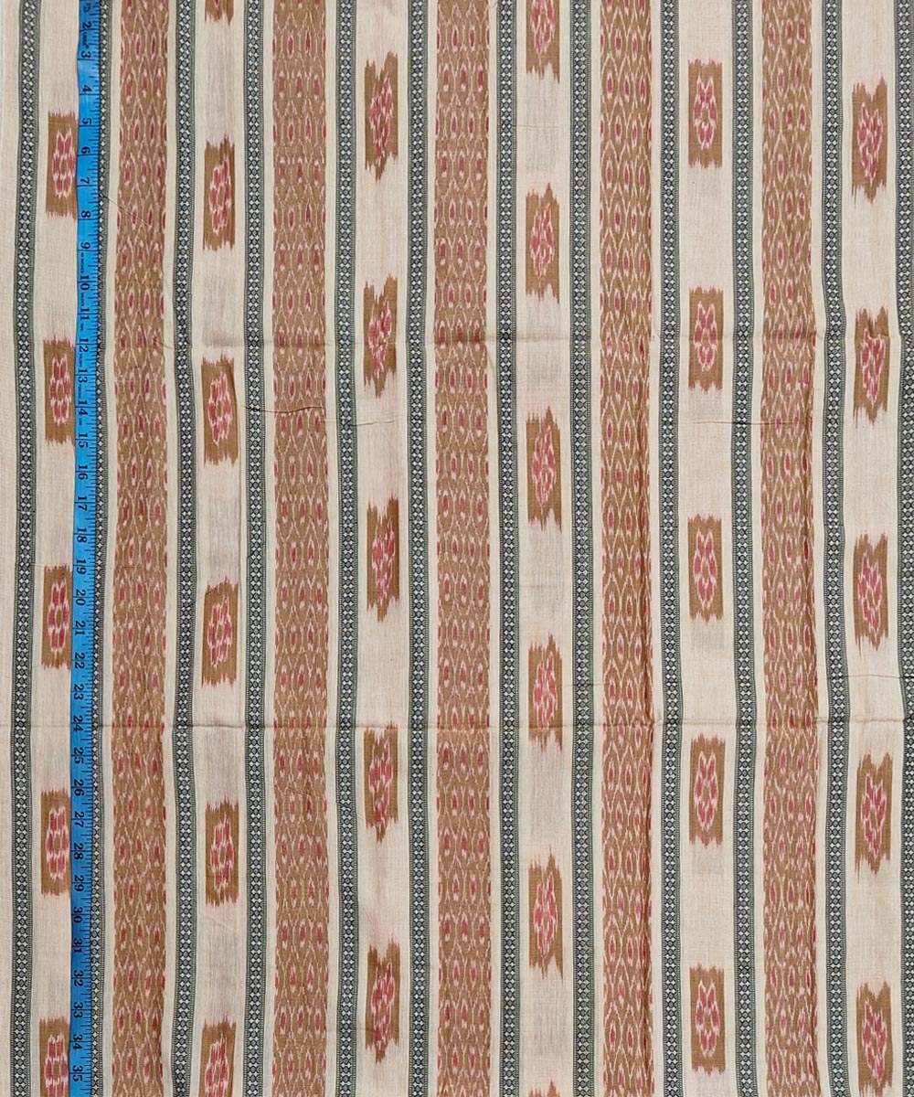 Beige Sambalpuri Handwoven Single Ikat Shirting Materials Image 4