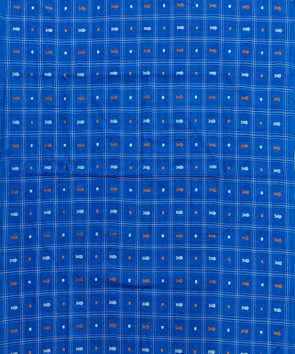 Blue Sambalpuri Handwoven Single Ikat Shirting Materials Image 2