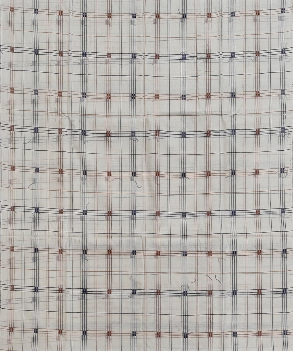 White Sambalpuri Handwoven Single Ikat Shirting Materials Image 2